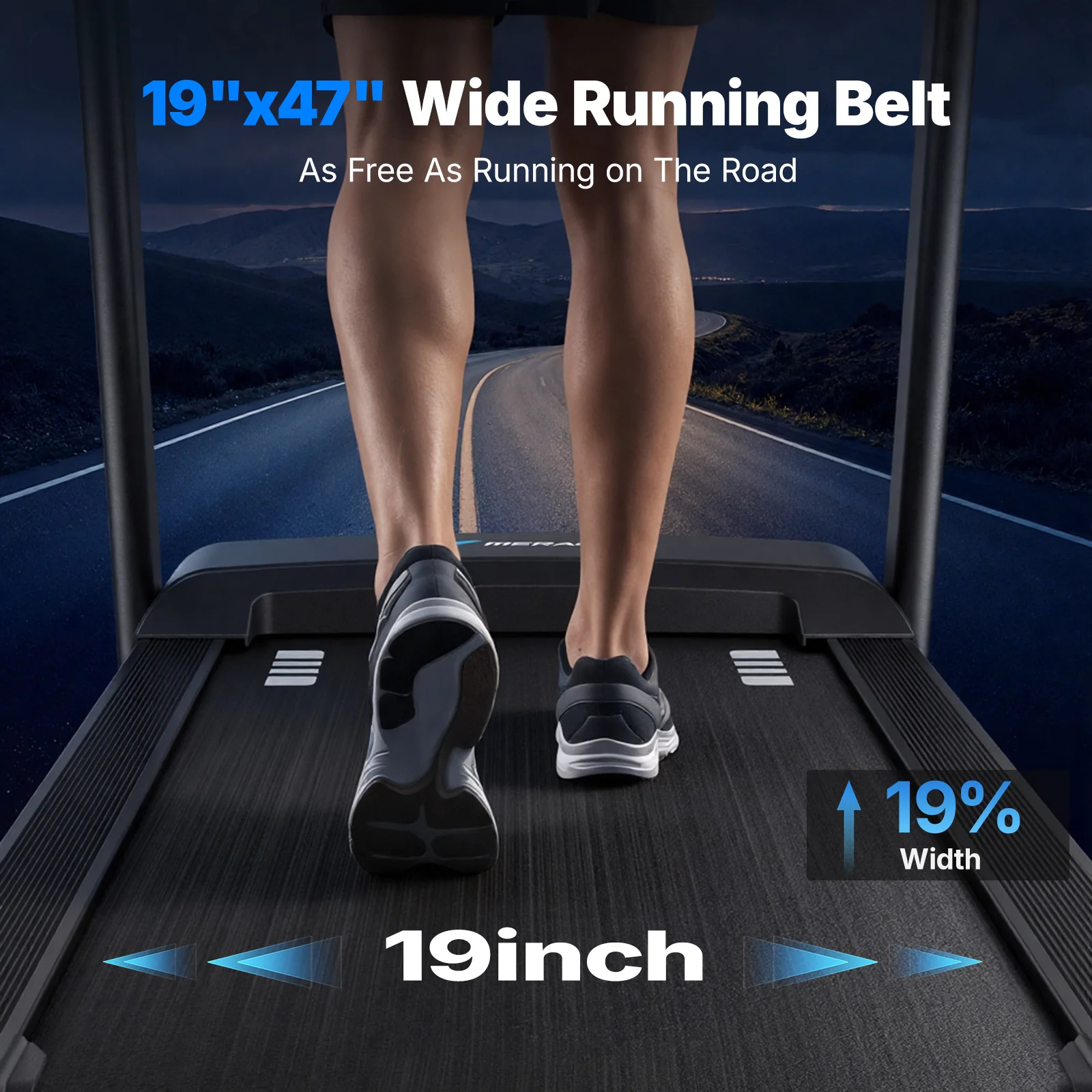 MERACH Treadmill with 15% Auto Incline, 47"x19" Wide Belt Treadmills, 0.5-10MPH 3.5HP Incline Treadmill for Home, 350LBS Foldable Treadmills with Bluetooth Speaker, Screen, APP, Heart Rate Monitor - Image 5