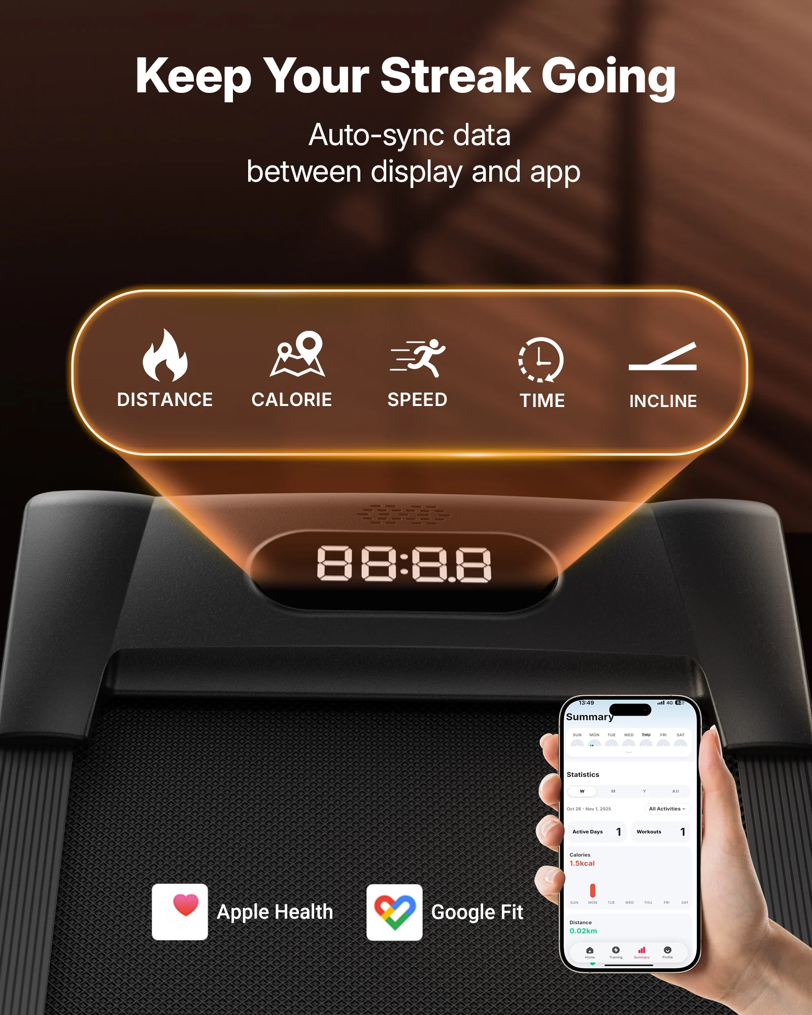 MERACH Walking Pad Treadmill with Incline 10% Auto Incline, 350LBS Capacity Treadmills for Home, Under Desk Compact Treadmill 3.0HP Strong Walkingpad with Bluetooth Speaker & Remote Control - Image 13