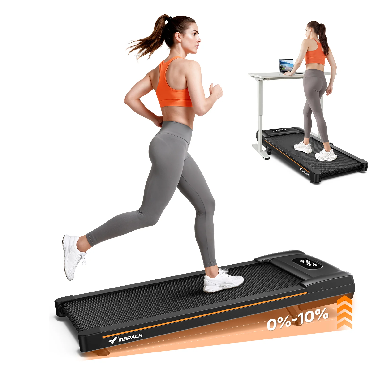 MERACH Walking Pad Treadmill with Incline 10% Auto Incline, 350LBS Capacity Treadmills for Home, Under Desk Compact Treadmill 3.0HP Strong Walkingpad with Bluetooth Speaker & Remote Control - Image 4