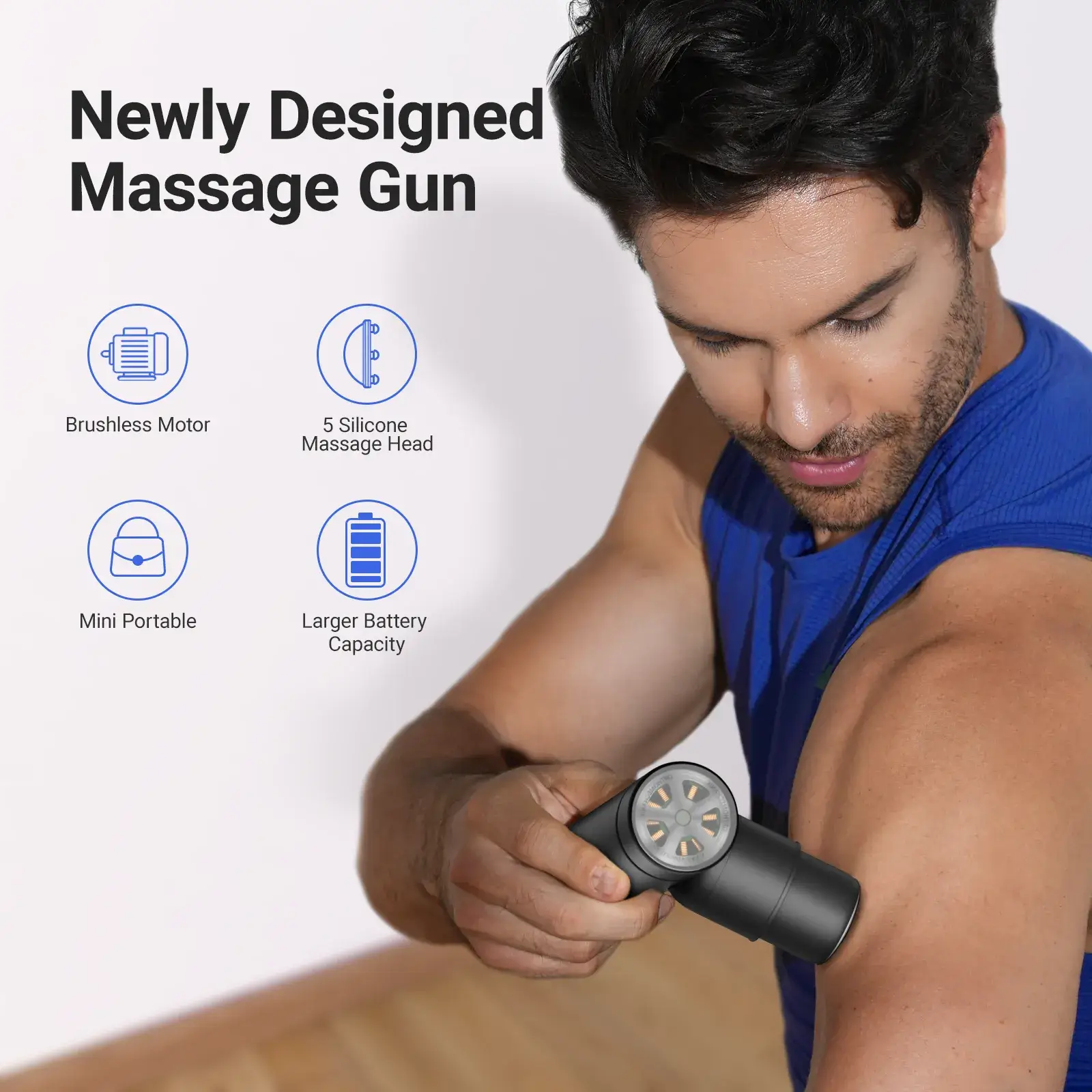 Portable Handheld Massage Gun with 5 Heads - Image 3