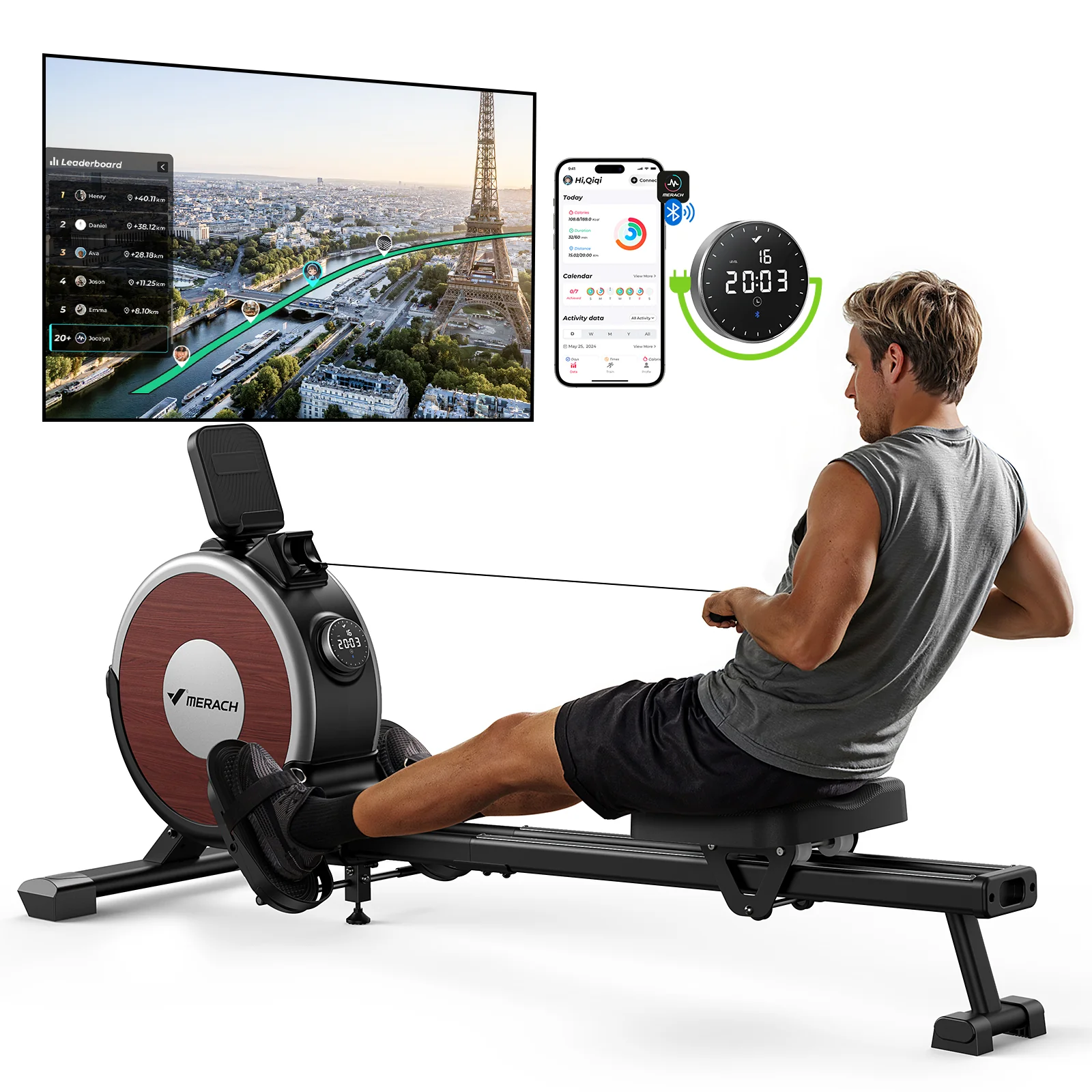 Q1S Auto Electromagnetic Smart Rower - Image 3